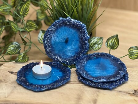 Theelichthouder chunky dark blue Ocean