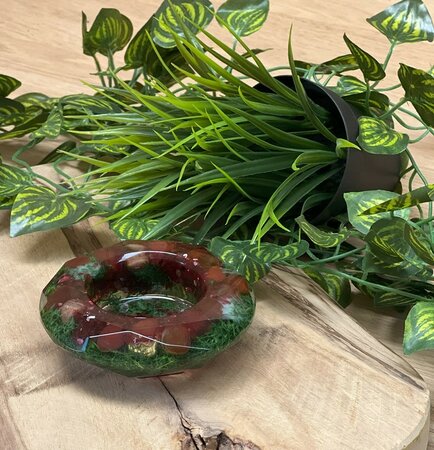 Theelichthouder Red stone - Reindeer moss