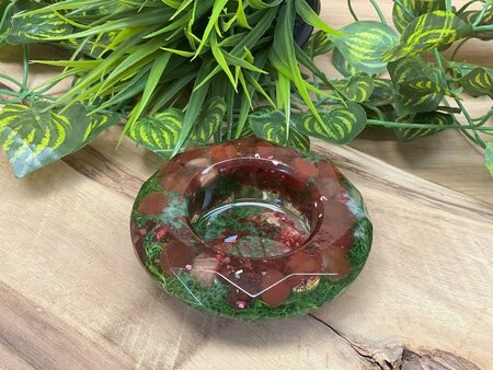 Theelichthouder Red stone - Reindeer moss