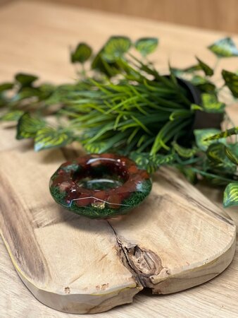 Theelichthouder Red stone - Reindeer moss