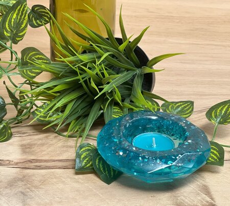 Theelichthouder light blue sparkle