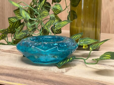 Theelichthouder light blue sparkle