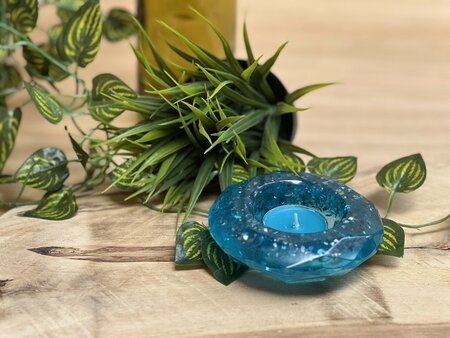 Theelichthouder light blue sparkle