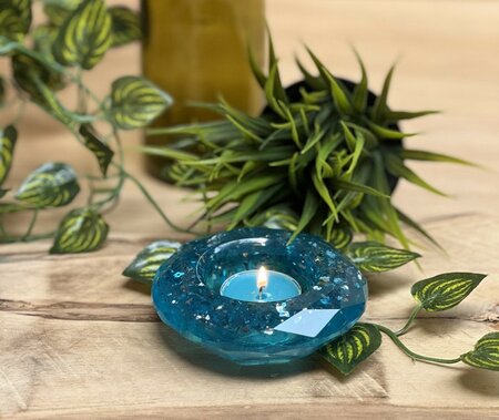 Theelichthouder light blue sparkle