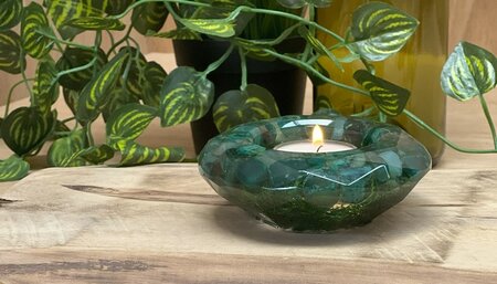 Theelichthouder Green Stone - Reindeer moss