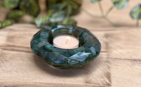 Theelichthouder Green Stone - Reindeer moss