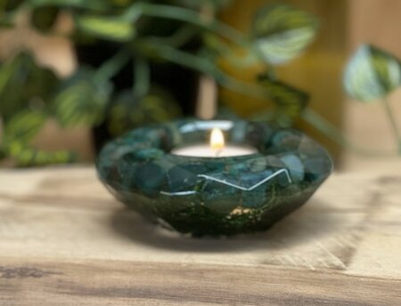 Theelichthouder Green Stone - Reindeer moss