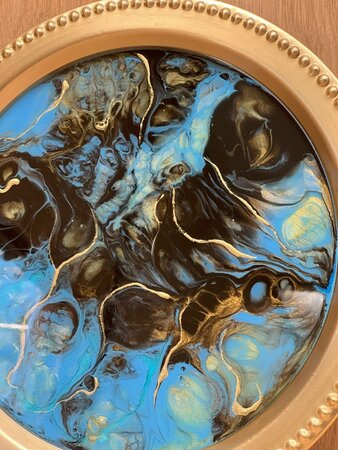 Decoratieve goudkleurige schaal Abstract Blue & Gold