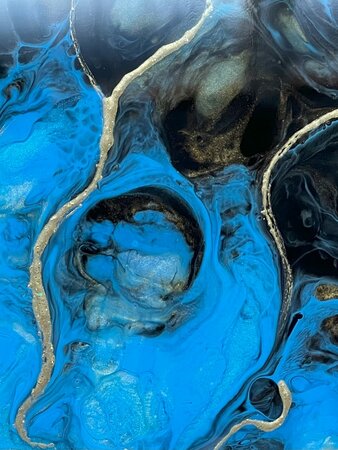 Decoratieve goudkleurige schaal Abstract Blue & Gold