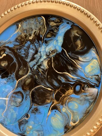 Decoratieve goudkleurige schaal Abstract Blue & Gold