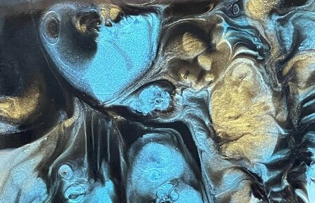 Decoratieve houten schaal Abstract Blue & Gold