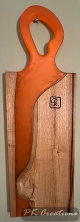 Tapasplank Eikenhout met epoxy oranje