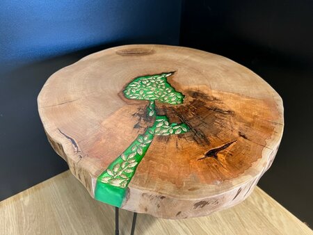 Bijzettafel met epoxy Metallic Groen