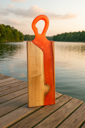 Tapasplank Eikenhout met epoxy oranje