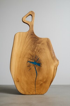 Tapasplank Eikenhout met Azuurblauwe epoxy