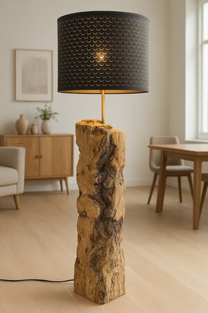 Staande lamp in olijfhout