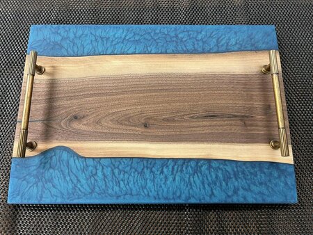 Dienbord Black Walnut Blue Crackle