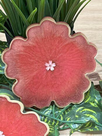 Set Flower coasters Peachy Gold 4st.