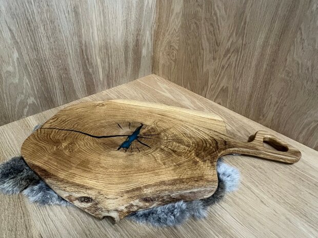 Tapasplank Eikenhout met Azuurblauwe epoxy