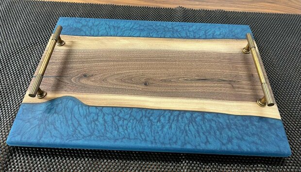 Dienbord Black Walnut Blue Crackle
