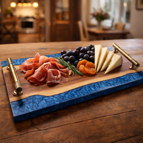 Dienbord Black Walnut Blue Crackle