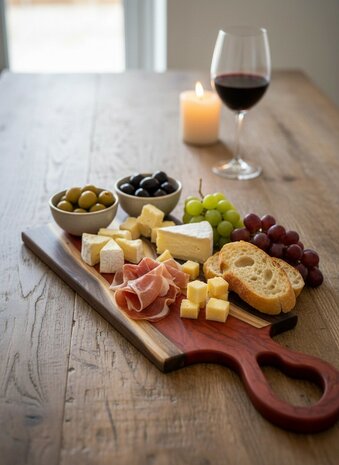 Tapasplank Notenhout met epoxy Oranje