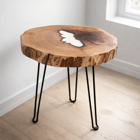 Bijzettafel met epoxy Parelmoer