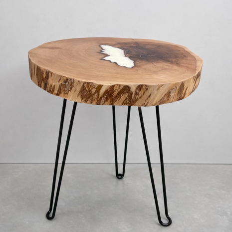 Bijzettafel met epoxy Parelmoer