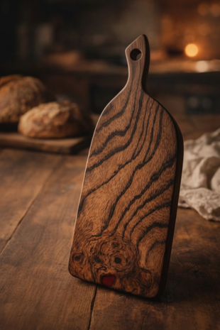 Tapasplank Eikenhout met epoxy wijnrood 