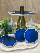 Set Agaat coasters 4 st. + holder Saffier