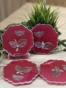 Set Fantasy coasters 4 st. Raspberry butterfly