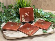 Set square coasters 4st. Orange gold