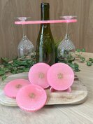 Set Round Ribble coasters 4st. + holder Sweet Pinky & Gold