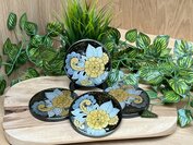 Set Round coasters 4st. Metallic Flower
