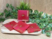 Set square coasters 4st. Fushia Gold Sparkle