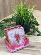 Set square coasters 4st.  + Box holder Antique Swirl