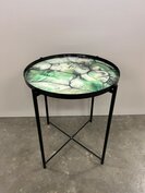 Bijzettafel in staal met epoxy met afneembaar blad zwart